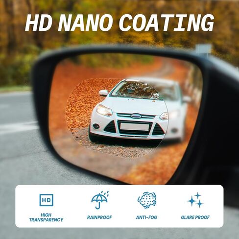 4pcs Car Rearview Mirror Film Rainproof Film ، Fog Fog Glare HD Nano Coating ، Auto View View Doaterproof Sharprate Suvs (Oval) in Kuwait
