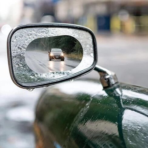 4pcs Car Rearview Mirror Film Rainproof Film ، Fog Fog Glare HD Nano Coating ، Auto View View Doaterproof Sharprate Suvs (Oval) in Kuwait