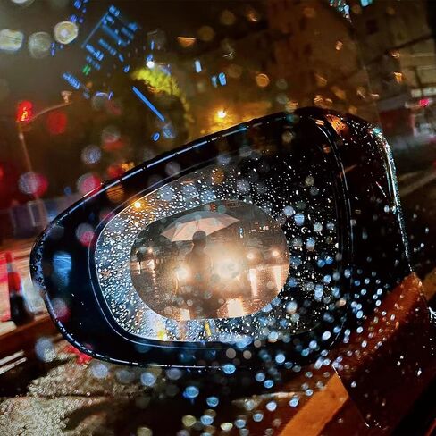 4pcs Car Rearview Mirror Film Rainproof Film ، Fog Fog Glare HD Nano Coating ، Auto View View Doaterproof Sharprate Suvs (Oval) in Kuwait