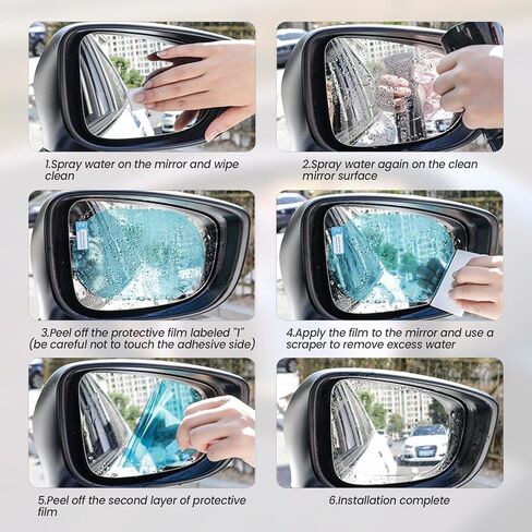 4pcs Car Rearview Mirror Film Rainproof Film ، Fog Fog Glare HD Nano Coating ، Auto View View Doaterproof Sharprate Suvs (Oval) in Kuwait
