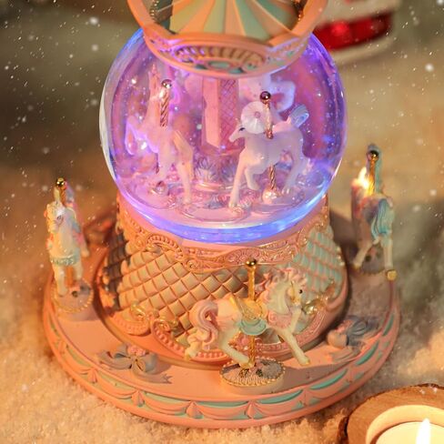 LOVE FOR YOU Gift Wrapped Music Box Carousel Horses Color Lights Unicorn Musical Snow Globe for Girls and Women Baby Kids Daughter Mom Granddaughter Grandma Christmas Birthday Presents Gifts in Saudi Arabia