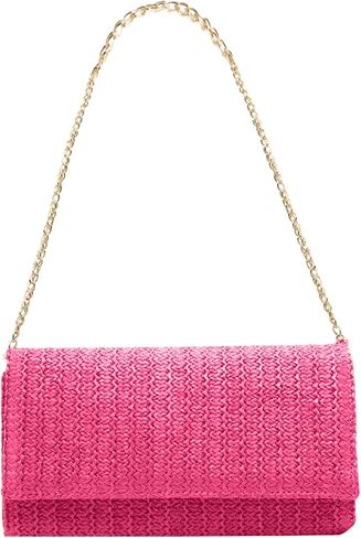 Fozehlad Straw Clutch Bags for Women Straw Beach Crossbody Purse Woven Envelope Wallet Fold Over Chain Shoulder Bag in Saudi Arabia