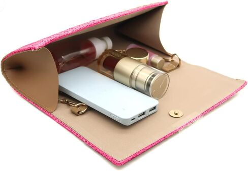Fozehlad Straw Clutch Bags for Women Straw Beach Crossbody Purse Woven Envelope Wallet Fold Over Chain Shoulder Bag in Saudi Arabia