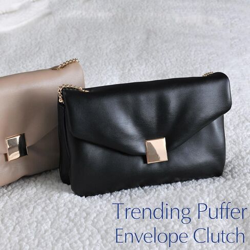 Hoxis Puffer Envelope Clutch for Women Vegan Leather Chain Counter Base Party Party Party in Kuwait
