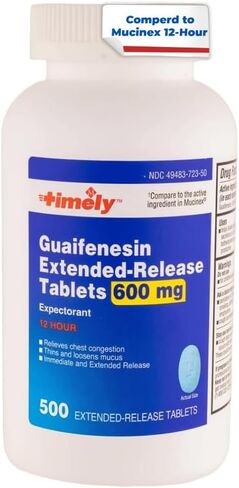TIME-CAP LABS, INC. Timely Guaifenesin 1200 mg Extended Release Mucus Relief 70 Tablets Maximum Strength for Chest Congestion and Mucus Relief - Lasts up to 12 Hours in Kuwait