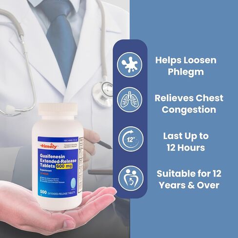 TIME-CAP LABS, INC. Timely Guaifenesin 1200 mg Extended Release Mucus Relief 70 Tablets Maximum Strength for Chest Congestion and Mucus Relief - Lasts up to 12 Hours in Kuwait