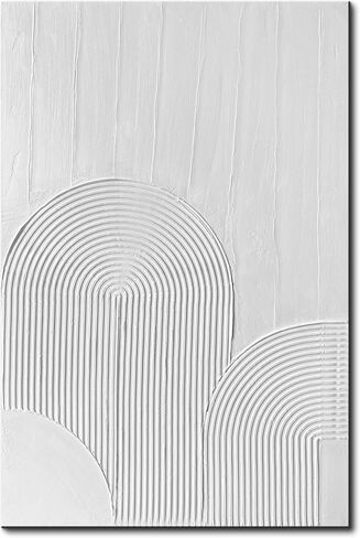 Eonzeun White Abstract Wall Art - لوحة زيت مزخرفة مرسومة باليد على قماش 28 × 40 بوصة ، لوحة فن الملمس ثلاثية الأبعاد الحد الأدنى لديكور الجدار in Saudi Arabia