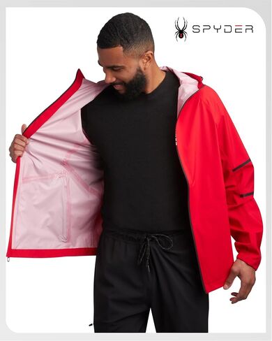 Spyder Mens Rain Jacket - Waterproof Lightweight Hooded Windbreaker, Outerwear Jacket for Golf, Hiking and Outdoor (S-XL) in Kuwait