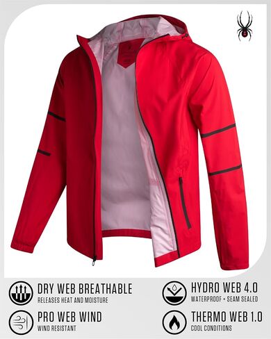 Spyder Mens Rain Jacket - Waterproof Lightweight Hooded Windbreaker, Outerwear Jacket for Golf, Hiking and Outdoor (S-XL) in Kuwait