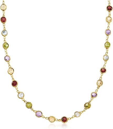 Ross-Simons 8.85 ct. t.w. Bezel-Set Multi-Gemstone Necklace in 18kt Gold Over Sterling in Saudi Arabia