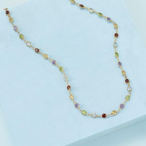Ross-Simons 8.85 ct. t.w. Bezel-Set Multi-Gemstone Necklace in 18kt Gold Over Sterling in Saudi Arabia