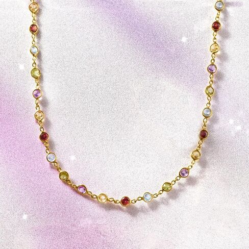 Ross-Simons 8.85 ct. t.w. Bezel-Set Multi-Gemstone Necklace in 18kt Gold Over Sterling in Saudi Arabia