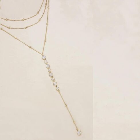 Ettika Lariat Necklace for Women. Gold Drop Necklace, Necklaces for Women. 18K Gold or Rhodium Plated Chain. Trendy Jewelry in Kuwait