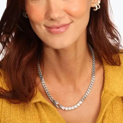 قلادة Eliana Jane Zircon مكتنزة للنساء ، قلادة تنس سلسلة الماس الفاخرة لكل مناسبة ، وضع مخلب أنيقة ، قلادة من السلسلة المثلجة 18 بوصة in Kuwait