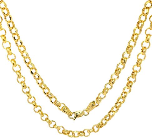 jolebleheart 14k أصفر الذهب الحقيقي rolo سلسلة 1.9 مم 2.5 مم 2.8 مم 3.75 مم 4.2 مم 5.2 مم قطع الماس قطع سلسلة رابط الجولة العصرية قلادة للنساء مع قفل جراد البحر 16 "18" 20 "22" 24 "24" in Kuwait
