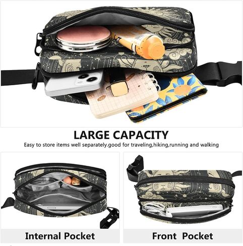 CBBYY Goth Skull Bat Moon Fanny Pack للنساء والرجال، حقيبة خصر كروسبودي قابلة للتعديل حقيبة حزام خصر كاجوال للسفر والجري والتمارين وركوب الدراجات in Saudi Arabia