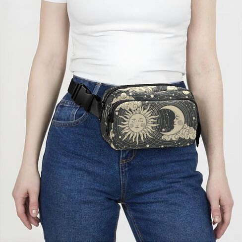 CBBYY Goth Skull Bat Moon Fanny Pack للنساء والرجال، حقيبة خصر كروسبودي قابلة للتعديل حقيبة حزام خصر كاجوال للسفر والجري والتمارين وركوب الدراجات in Saudi Arabia