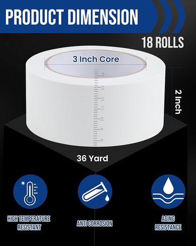 Lichamp 18 Rolls Vinyl Tape, Premium Safety Marking and Traffic Floor Marking Tape, Bundling, Social Distancing, 2 Inch x 36 Yards per Roll, 648 Total Yards, Yellow in Saudi Arabia