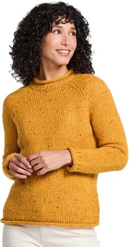 Brackloon Womens Fisherman Roll Neck Sweater, 100% Donegal Tweed Pure Irish Wool in Saudi Arabia
