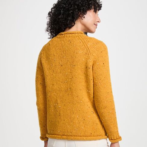 Brackloon Womens Fisherman Roll Neck Sweater, 100% Donegal Tweed Pure Irish Wool in Saudi Arabia