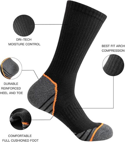 JOYNÉE 8 Pairs Mens Athletic Cushioned Crew Socks Moisture-Wicking Work Sport Socks for Running Basketball,Sock Size:10-13 in Kuwait