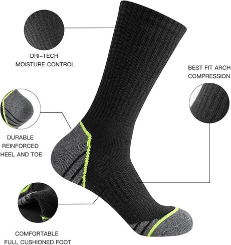 JOYNÉE 8 Pairs Mens Athletic Cushioned Crew Socks Moisture-Wicking Work Sport Socks for Running Basketball,Sock Size:10-13 in Saudi Arabia