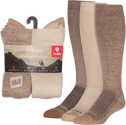 Wrangler Ryder Western Cowboy Boot Socks for Men - Over Calf, Cushioned Sole, Moisture-Wicking, Durable Design in Saudi Arabia
