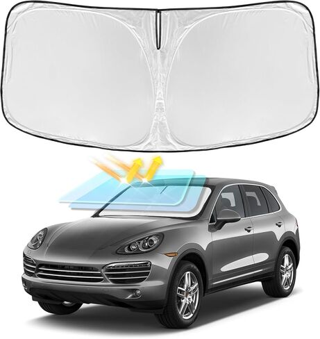 for GMC Yukon 2021-2025 Windshield Sun Shade - 4 Layers Car Sunshades for Front Windows Shade Cover Custom Fit Yukon Sun Visor 240T Retractable Shade Blocks UV Rays Car Accessories in Kuwait