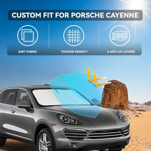 for GMC Yukon 2021-2025 Windshield Sun Shade - 4 Layers Car Sunshades for Front Windows Shade Cover Custom Fit Yukon Sun Visor 240T Retractable Shade Blocks UV Rays Car Accessories in Kuwait