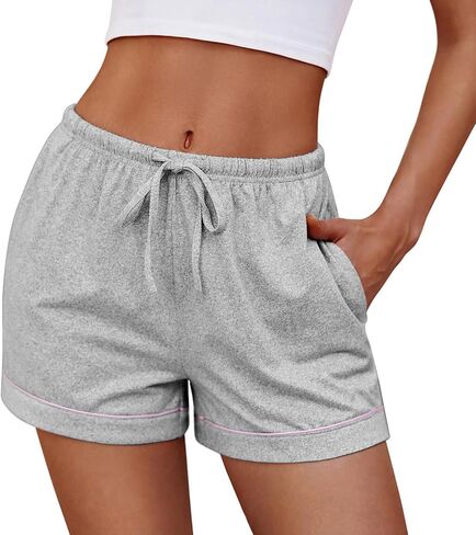 شورتات Ekouaer Womens Pajama Shorts غير رسمية للنوم الصيفي الرائع في صالة PJ مطبوعة مع الرباط والجيوب in Kuwait