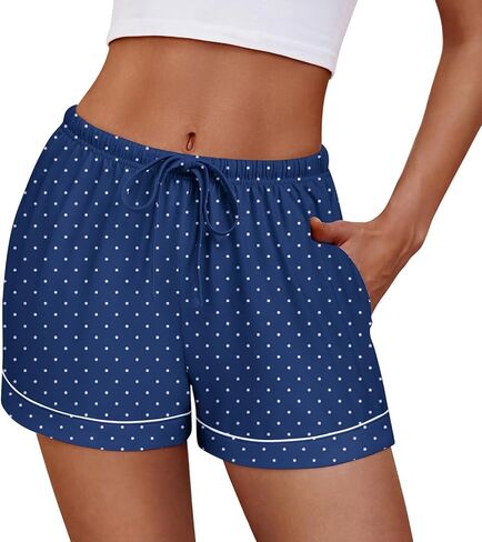 شورتات Ekouaer Womens Pajama Shorts غير رسمية للنوم الصيفي الرائع في صالة PJ مطبوعة مع الرباط والجيوب in Kuwait