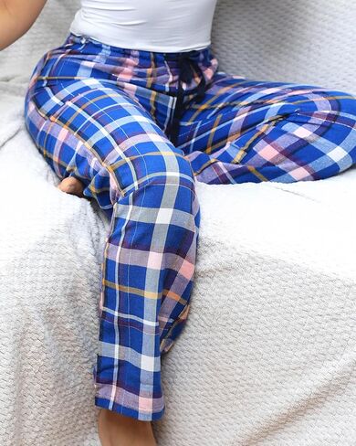 Active Club Cotton-Blend Flannel Pajama Pants for Women (Small - 2X sizes) in Kuwait