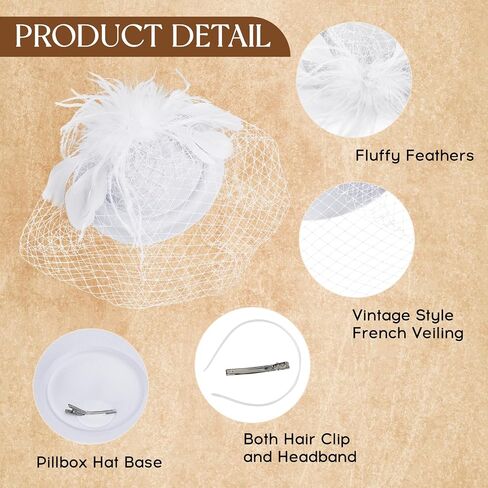قبعة fascinator الحجاب ريشة شاي شاي حفلة الزفاف الزفاف الحجاب القبعة القبعة بوكس ​​ديربي القبعات للنساء in Kuwait