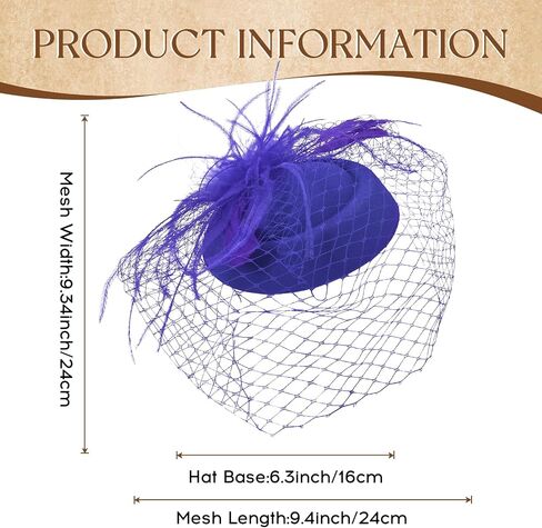 قبعة fascinator الحجاب ريشة شاي شاي حفلة الزفاف الزفاف الحجاب القبعة القبعة بوكس ​​ديربي القبعات للنساء in Kuwait