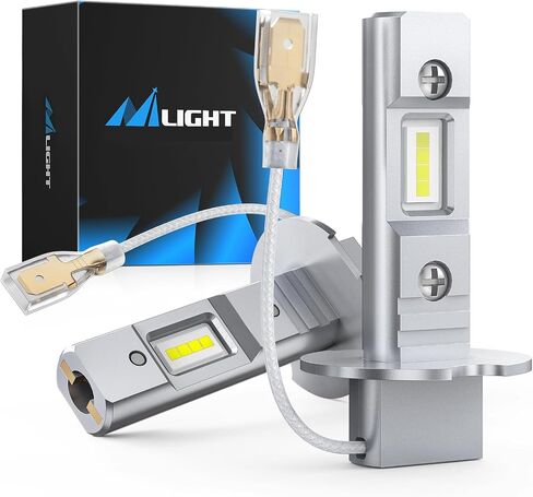 Nilight EF2 H3 LED Fog Light Bulbs 250% Brightness 6000K Cool White 1:1 Mini Size Halogen Replacement H3 LED Fog Light DRL Conversion Kit,Pack of 2 in Kuwait