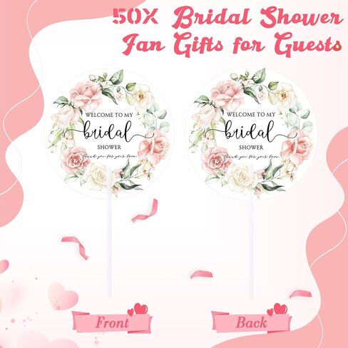 50 PCS حفلات دش الزفاف للضيوف للضيوف تصميم الزهور محمولة مراوح اليد من البلاستيك مراوح باليد ، شكرا لك على مجيئتي in Kuwait