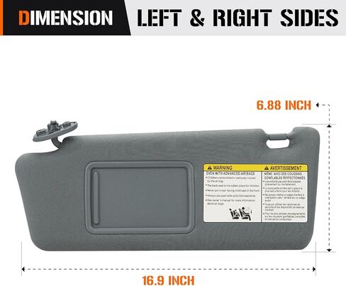 Left & Right Sun Visor for 2005-2015 Toyota Tacoma Without Light, Driver & Passenger Sides Gray Sunvisor Replacement 74320-35C10-B0, 74320-04181-B1, 74320-35B50-B0, 74310-35C20-B0, 7431004111B1 in Saudi Arabia