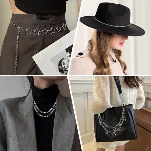 Chain Belt, 5 Pcs Waist Chain Belt Jeans Pants Chain Wallet Chain Pocket Silver Chain Belt Y2K Goth Accessories Punk Dress Body Belly Chain for Women Men in Kuwait