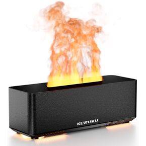 280ML AquaFlame Aroma Diffuser & Humidifier - Virtual Flickering Fire Essential Oil Diffuser, Ultrasonic Auto Shut-Off, Quiet Air Humidifier for Bedroom, Office, Yoga Room Decor