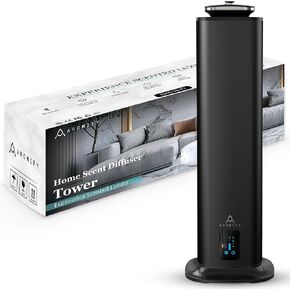 Tower Home Scent Diffuser, Covers 3500 Sq Ft, Essential Oil Diffuser for Home, Office & Spa, Waterless Aromatherapy Diffuser, Bluetooth, Silent-Running, Scheduled Timer, Black (Oil Sold Separately)