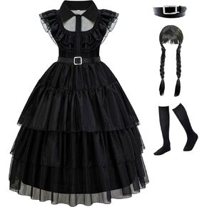 GZ-LAOPAITOU Black Costume Dress for Girls Halloween Cosplay Family Party Dress Up 4-12 Years