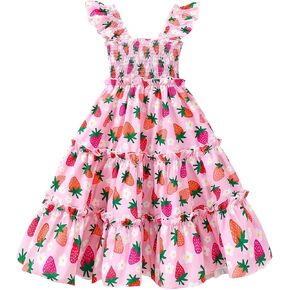 Little Girl Twirl Dress Kids Sleeveless Ruffle Tiered Smocked Dresses Girls Summer Outfits Beach Sundress in Saudi Arabia