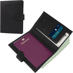 ZUFECY Passport Wallet Holder, RFID Blocking & PU Leather Travel Organizer with 9 Slots, 2 Slots for Passport Hold, Zipper Pocket and Anti-Theft Design for International Travel Accessories