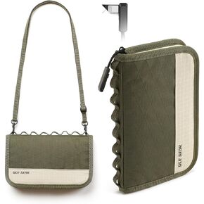 حامل جواز سفر سفر مع منظم وثيقة Crossbody Slot Crossbody مع حزام معصم خفيفة الوزن في حالة جوازات السفر مع حاملي بطاقات SIM ودسم إخراج للنساء والرجال (أسود)