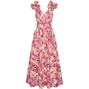 GRACE KARIN 2025 Women's Summer Floral Print Dress Sleeveless Casual Flowy Sundress A Line Ruffle Wedding Guest Outfit
