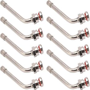 TR545D TRUCK TRACK RALVE SYS (10 PCS) 60 درجة صمام منحنى متوافق مع عجلات الألومنيوم 22.5 "و 24.5" ، 1 حزمة