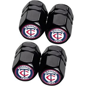 4Pcs Twins Car Tire Valve Stem Caps, Aluminum Auto Tire Valve Caps for Twins Baseball Fans,Universal Stem Covers/Dust Caps for Cars