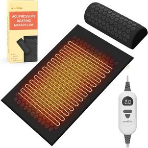 Homlyns Homlyns Homencture Acture Mat - 6 مستويات حرارة مع ساعتين من أوتتو و 4 إعدادات قابلة للتعديل ، وتسخين حصيرة كامل الجسم ، وتخفيف الإجهاد وتحسين النوم ، والأسود