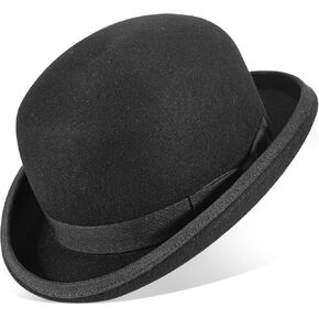 Bowler Derby 100% Wool Theater Quality Hat for Men Women, Clown Bowler, Bolo Hat–Genuine Felt Derby Hats for Costumes