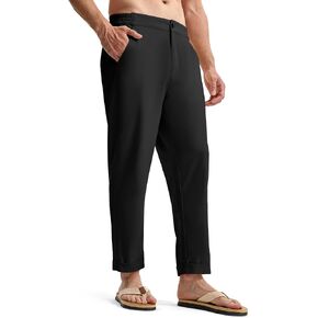 TBMPOY Men’s Linen Pants Casual Lightweight Beach Summer Pants Elastic Waist Slim Fit Trousers in Saudi Arabia